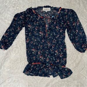 Abercrombie & Fitch sheer Navy Floral Top